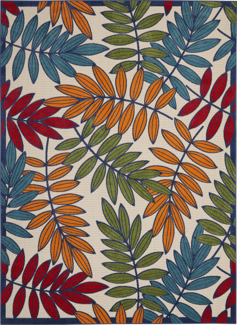 7’x 10’ Multicolored Leaves Indoor Outdoor Area Rug - 4512822811734