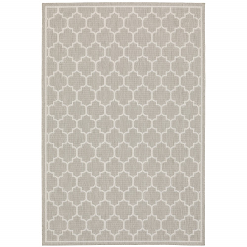 3' X 5' Grey Geometric Stain Resistant Indoor Outdoor Area Rug - 606114583042