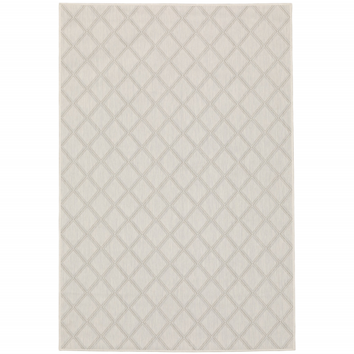10' X 13' Gray and Ivory Geometric Stain Resistant Indoor Outdoor Area Rug