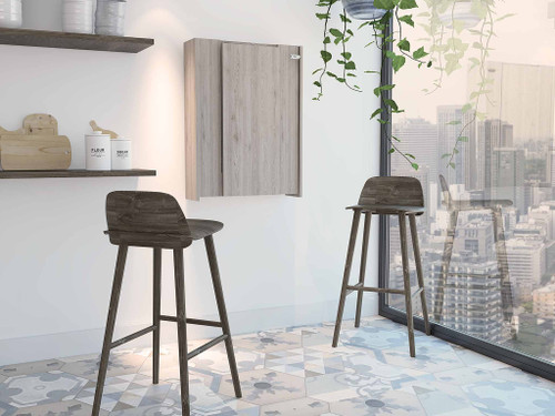 Modern Gray Retractable Desk or Bar Cabinet - 808230120785