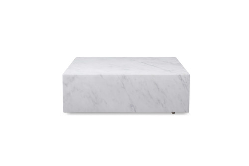 35" X 35" X 11" White Marble Coffee Table with Casters - 4512839467726