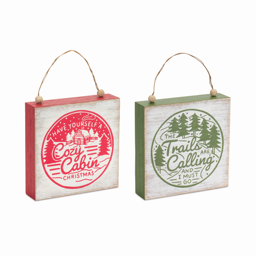 Cabin and Trails Sign (Set of 4) 9"H MDF