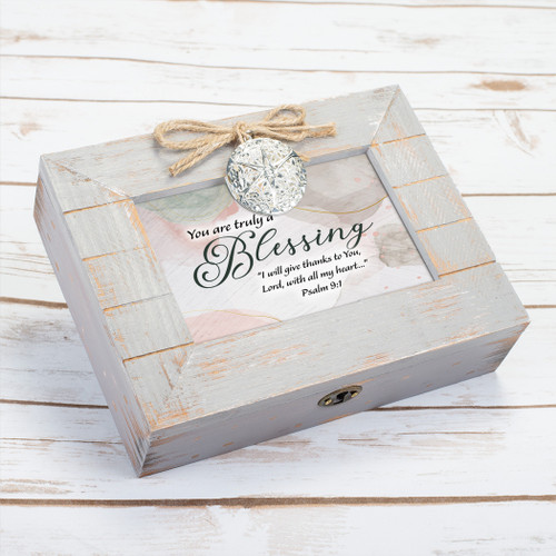 Locket Music Box Blessing Ps.9:1 Grey