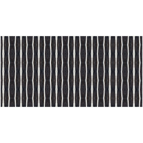 2' X 4' Black And White Modern Stripe Printed Vinyl Area Rug with UV Protection
