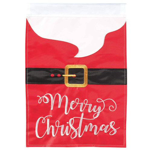 Santa Merry Christmas Double Applique Flag