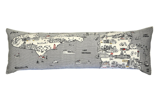 Homeroots Home Decor Michigan Daylight Skyline Lumbar Decorative Pillow, White, 45 Inches