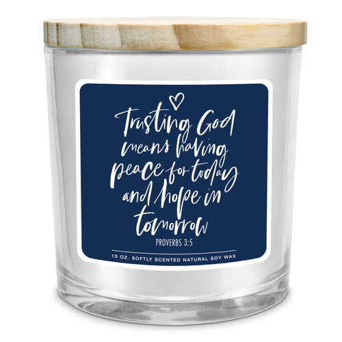 Soy Candle Trusting God Means Peace 13Oz