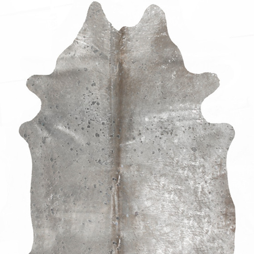 5' X 7' Gray and Silver Genuine Cowhide Hand Knotted Area Rug