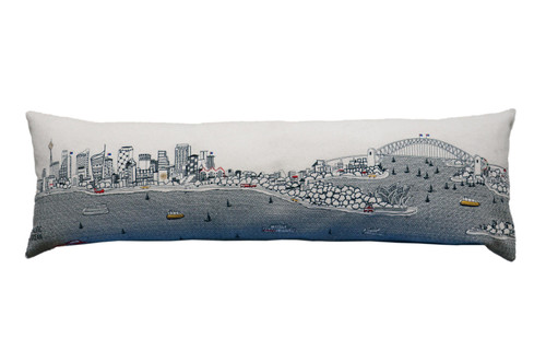 Homeroots Home Decor Sydney Daylight Skyline Lumbar Decorative Pillow, White, 45 Inches