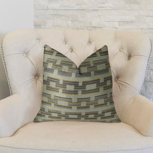 Plutus Foursquare White and Gray Handmade Luxury Pillow