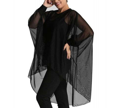 InstantFigure Instawrap Shahl Sheer Mesh Coverup Cardi-top With Cuffs