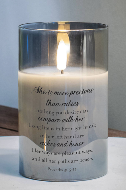 Led Candle She Is Precious Prov. 3 