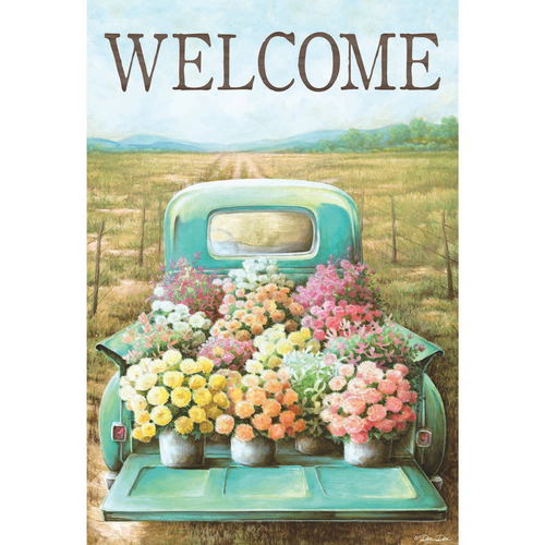 Garden Welcome Flower Truck Flag