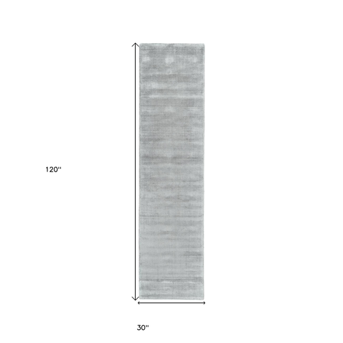 10' Gray Hand Woven Runner Rug