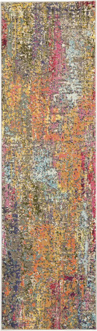 2' X 8' Sunset Abstract Power Loom Non Skid Runner Rug