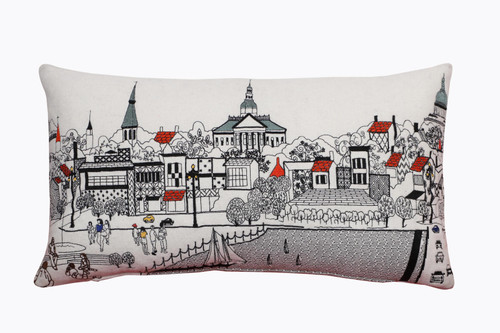 Homeroots Home Decor Annapolis Daylight Skyline Lumbar Decorative Pillow, White, 24 x 14 x 4 Inches