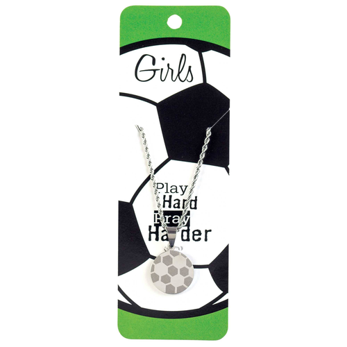 Necklace Soccer Pray Hard Her Ssteel 