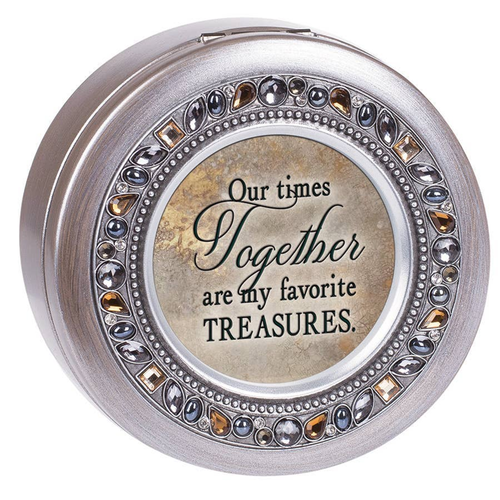 Our Times Together Round Pewter Jeweled Music Box