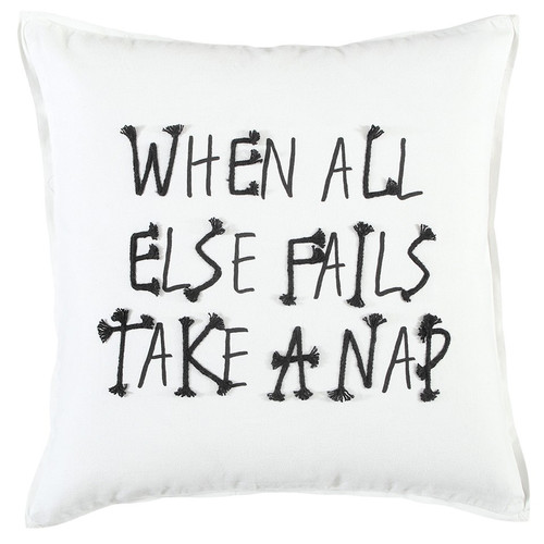 Homeroots Home Decor Black and White Take A Nap Throw Pillow, Black and White, 20 x 20 Inches
