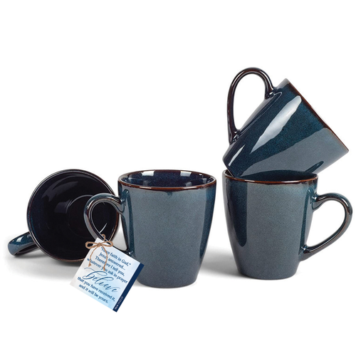 Ceramic Mugs (4Pk) Christian Navy
