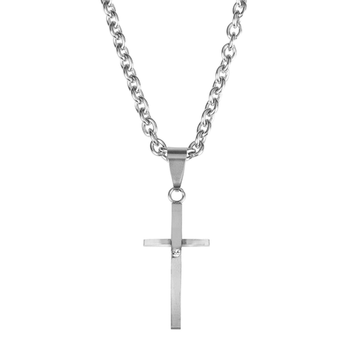 Nk-Raisedcross/Stn Stainless Steel 1-1/8 X9/16"