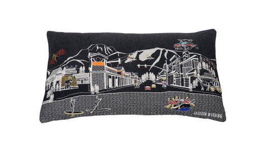 Homeroots Home Decor Jackson Nighttime Skyline Lumbar Decorative Pillow, Black, 24 Inches