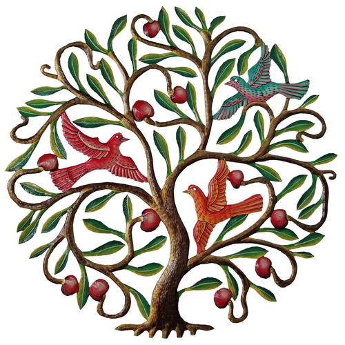 Painted Apple Tree with Birds