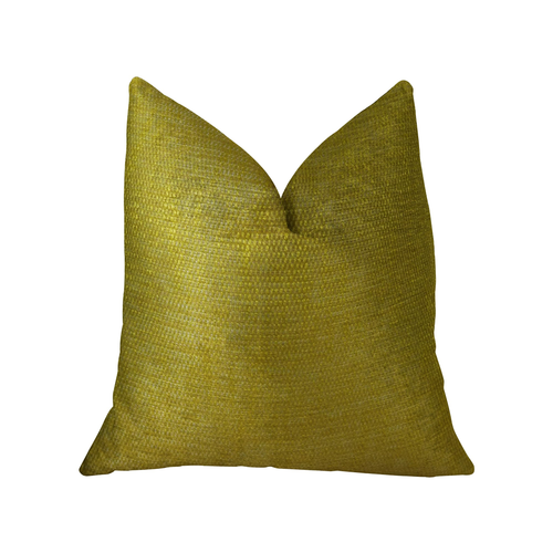 Plutus Deep Lemon Grass Metallic Citrine and Gold Handmade Luxury Pillow