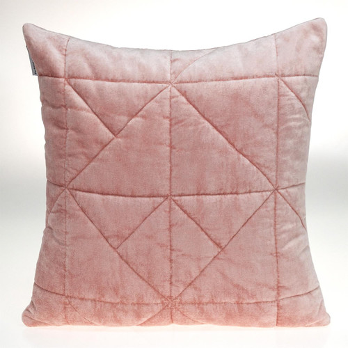 Homeroots Home Decor Pink Chunky Geo Stitched Velvet Decorative Throw Pillow, 20 x 20 Inches