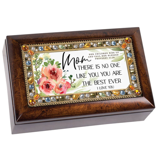 Mom I Love You Proverbs 31:28 Petite Amber Tone Music Box