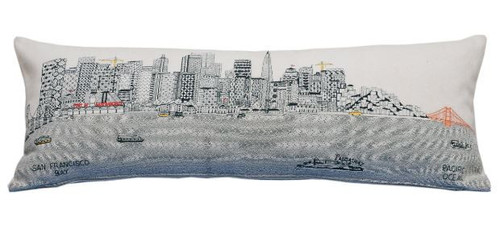 Homeroots Home Decor San Francisco Daylight Skyline Lumbar Decorative Pillow, White, 35 Inches