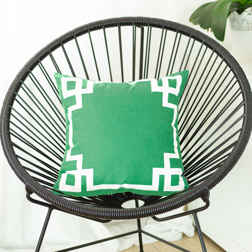 18" Green and White Geometric Throw Pillow Cover