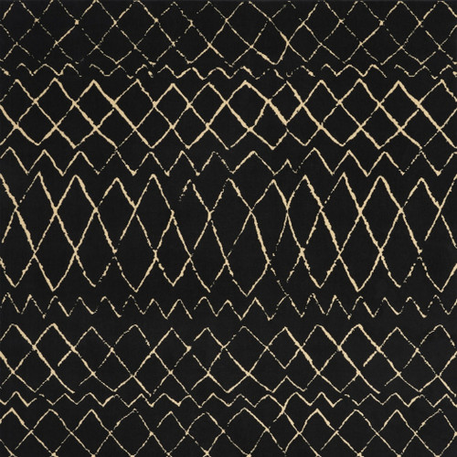 7' X 10' Black and Ivory Abstract Power Loom Distressed Area Rug