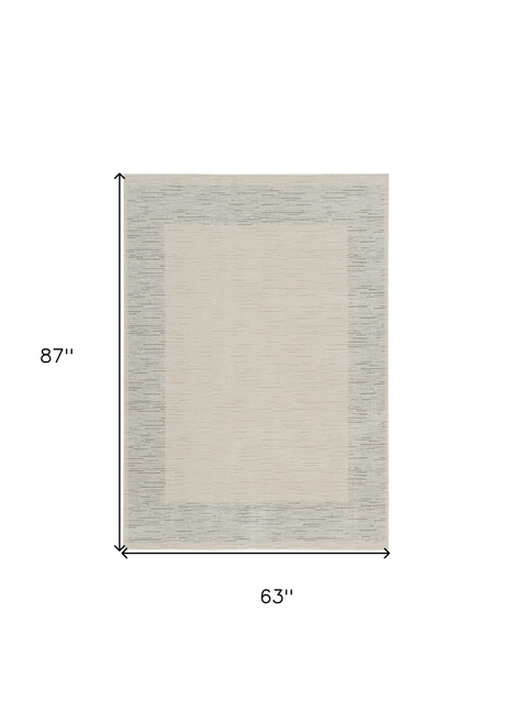 5' X 7' Gray And Ivory Striped Area Rug