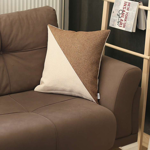 Homeroots Home Decor Brown And White Diagonal Decorative Throw Pillow, 18x18x1 Inch Size