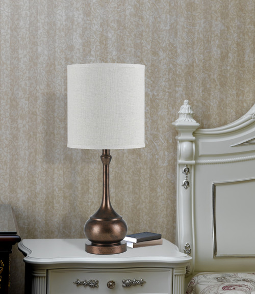 25" Rust Metal Table Lamp With Sand Drum Shade