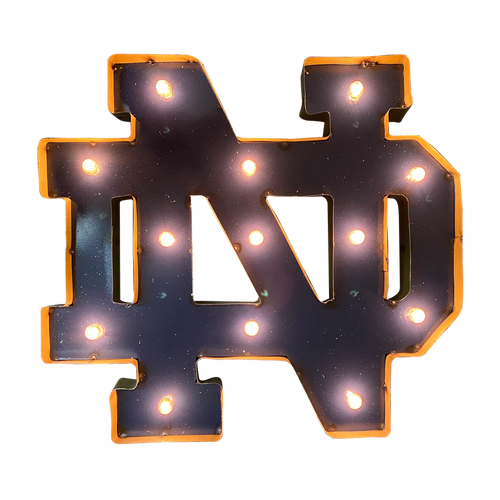 University of Notre Dame "ND" Lighted Recycled Metal Wall Decor