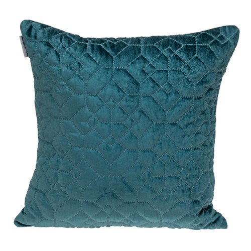 Homeroots Home Decor Teal Quilted Velvet Geo Decorative Throw Pillow, 20 x 20 x 4 Inches