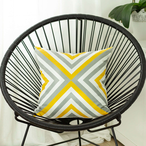 Homeroots Home Decor Yellow And Gray Triangle Geometric Throw Pillow, 18x18 Inches
