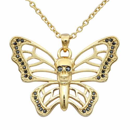 Butterfly Skull Gold-Plated Necklace