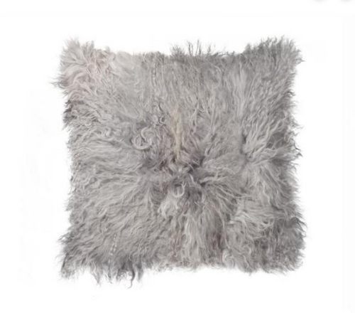 Homeroots Home Decor 18 X 18 X 5 Inches Gray Sheepskin Pillow