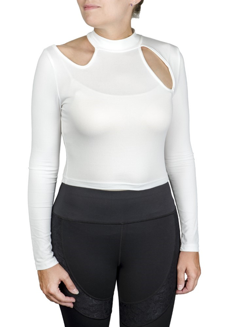 Spicy Girl Basil Long Sleeve Shirt by EC- White- XS