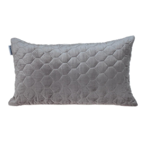 Homeroots Taupe Tufted Velvet Quilted Lumbar Throw Pillow, 14 x 24 Inches