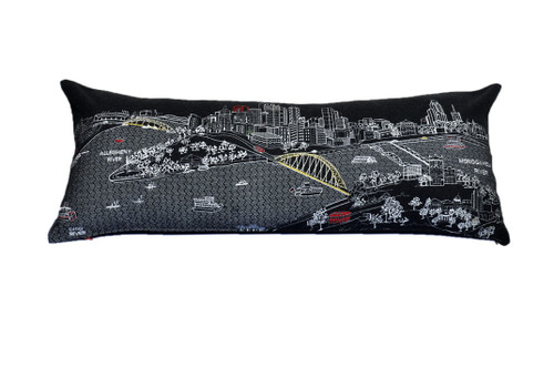 Homeroots Home Decor Pittsburgh Nighttime Skyline Lumbar Decorative Pillow, Black, 35 Inches