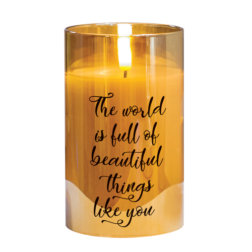 LED Candle The World Is Full Of 5in Gold
