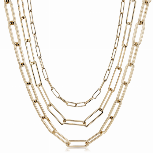 TRIPLE MULTI LAYER CHAIN NECKLACE