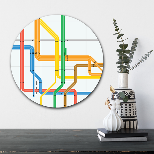 Courtside Market Subway Graphic-Primary Line Circular Wood Decor
