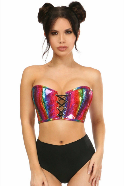 Lavish PVC Lace-Up Bustier Top