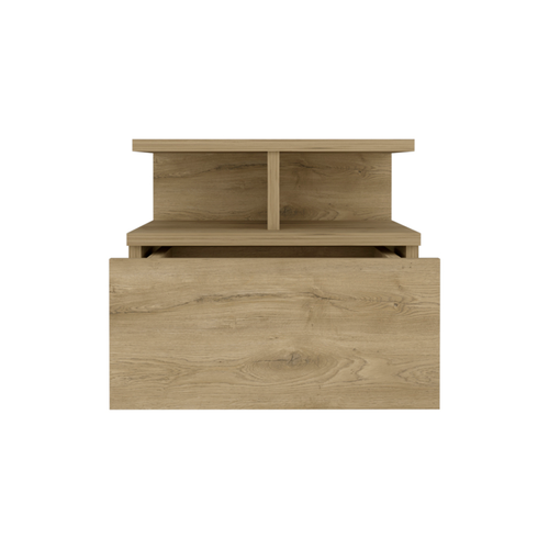 12" Beige Wood One Drawer Floating Nightstand