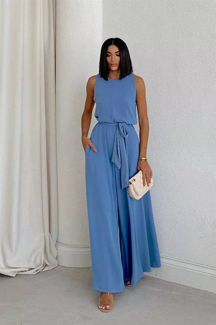 Zero Sleeve Wide Leg Jumpsuit